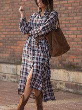 Load image into Gallery viewer, Farm Style Casual Plaid Shirt Dress