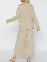 Load image into Gallery viewer, Round Neck Solid Color Casual Loose Long Sleeve Top Trousers Two Piece Suit