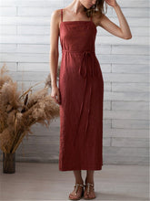 Load image into Gallery viewer, Sexy Open Back Strap Solid Cotton Linen Maxi Dresses