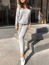 Load image into Gallery viewer, Knitted off-the-shoulder two-piece