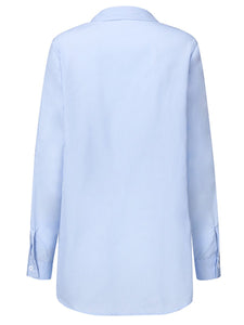 Folded Collar Irregular Solid Color Shirt