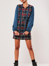 Load image into Gallery viewer, red tie neck tweed shift dress