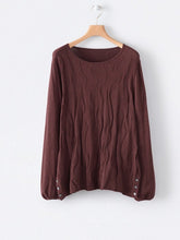 Load image into Gallery viewer, Crew Neck Casual Pleated Knit Sweater