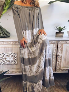 Loose Slim Long Striped Positioning Print Dress