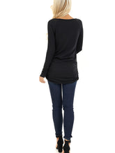Load image into Gallery viewer, Black Long Sleeve Tunic Top with Ruching Details