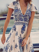 Load image into Gallery viewer, Fashion Bohemian Print V-neck Sleeveless Dress