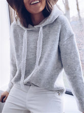 Load image into Gallery viewer, Solid Color Hooded Knitted Jumper Sweater