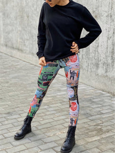 Graffiti Printed Tight Hips Yoga Pants