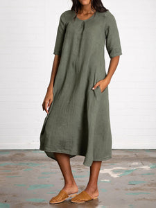 Cotton and Linen Casual Long Dress