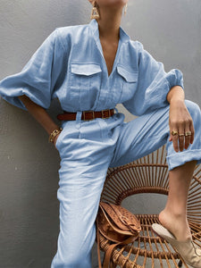 Casual Loose Solid Color Jumpsuit