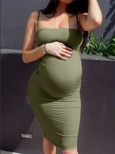 Load image into Gallery viewer, Solid Color Sexy Sling Maternity Dress