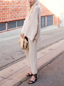 Casual Solid Color Loose Two-piece Suit