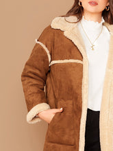 Load image into Gallery viewer, Plus Patch Pocket Faux Shearling Coat