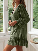 Load image into Gallery viewer, Loose Long Sleeve Ruffled Hem Casual Dresses