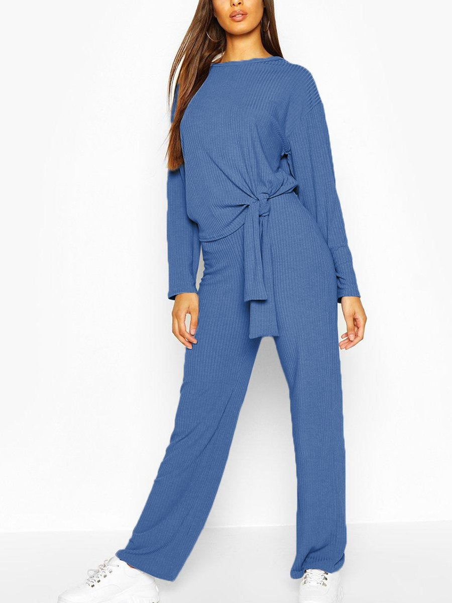 Loose Casual Irregular Long Sleeve Knitted Suit