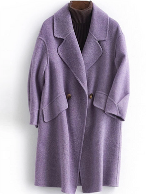 Long Woolen Solid Color Warm Coat