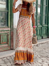 Load image into Gallery viewer, Bohemian Printed Contrast-paneled Casual Dress