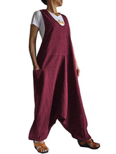 Load image into Gallery viewer, Pure Color Sleeveless Loose Casual Jumpsuit Overalls With Pockets