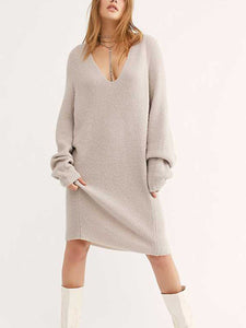 V-Neck Knit Dress