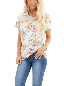 Spring Summer Short Sleeve Print Top