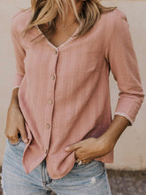 Load image into Gallery viewer, Pink Casual Long Sleeve Buttoned Shirts &amp; Tops