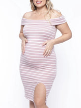 Load image into Gallery viewer, Off-Shoulder Striped Strapless Sexy Slim Hip Maternity Dress