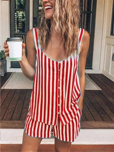 Romantic Home Wear Striped Casual Loungewear  Set