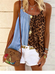 Boho Leopard Print Color Matching Retro Sling Vest