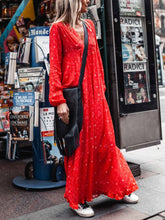 Load image into Gallery viewer, V-neck Long Sleeve Printed Maxi Dress