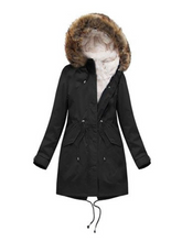 Load image into Gallery viewer, Winter Long Black Plus Velvet Hooded Coat