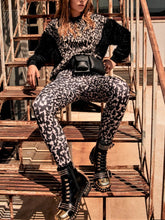 Load image into Gallery viewer, Leopard print stretch sports suit