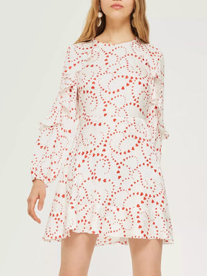 Love Print Long Sleeve Tea Dress