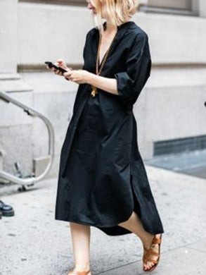 V-neck Long-sleeved Casual Dress