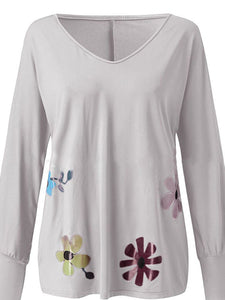 Long Sleeve Floral Printed Casual Blouse