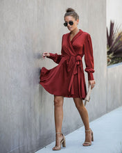 Load image into Gallery viewer, Loose Slim Dress V-neck Tie with Irregular Skirt Wrap Skirt