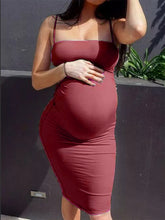 Load image into Gallery viewer, Solid Color Sexy Sling Maternity Dress