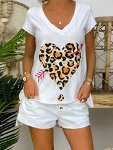 Load image into Gallery viewer, Casual V-neck Love Leopard Print Set