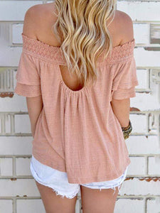 Off-the-shoulder Off-shoulder Cotton-linen Top