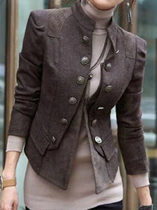 Fashion Button Long Sleeve Coat Jacket