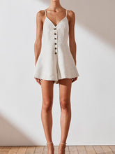 Load image into Gallery viewer, Sexy Deep V Linen Button Strap Jumpsuit