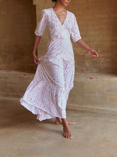 Load image into Gallery viewer, Bohemian V-neck Maxi Dress Mid Sleeve Dress