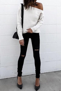 Long Sleeve Off Shoulder Sweaters