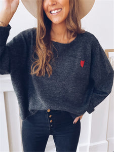 Heart-shaped Embroidered Sweater