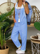 Load image into Gallery viewer, Casual Pocket Button Stripes Jumpsuit