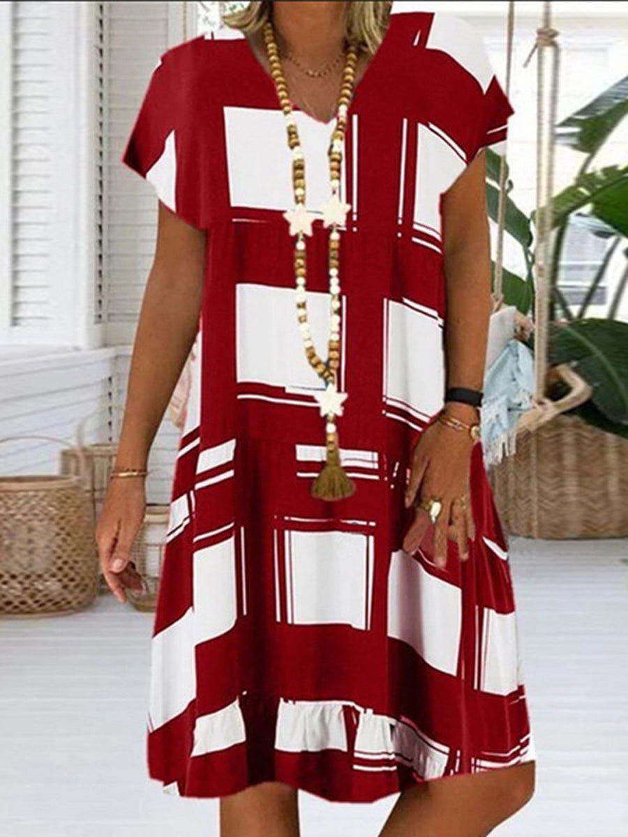 Printed Short Sleeve Dress