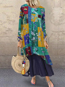 Fashion Casual Vintage Loose Print Dress