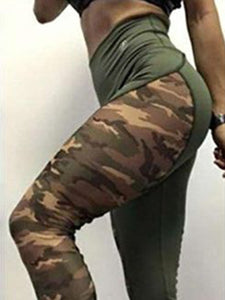 Sexy Camouflage Stitching Tight Hip Yoga Pants