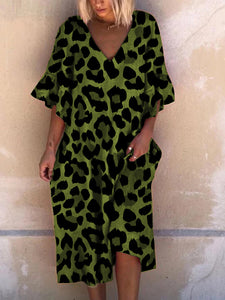 Leopard Short Sleeve Loose Dress