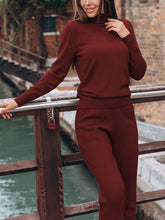 Load image into Gallery viewer, Turtleneck Knitted Loose Two-piece Suit