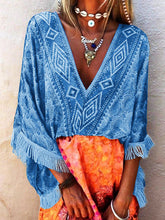 Load image into Gallery viewer, Women&#39;s V Neck Boho Tops Holiday Blouses